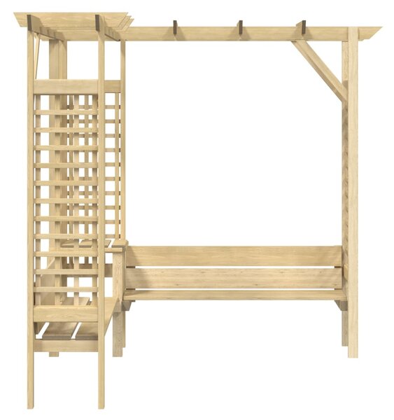 Pergola narożna z ławką, impregnowane drewno sosnowe