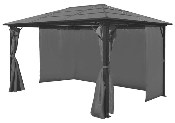 Altana ogrodowa z zasłonami, antracytowa, aluminium, 400x300 cm