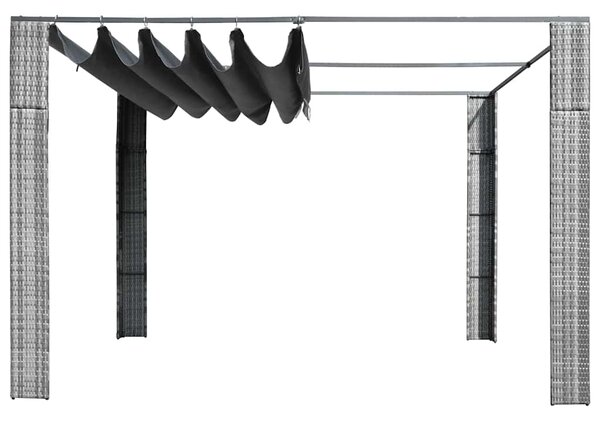 Altana z dachem, polirattan, 300x300x220cm, szary i antracytowy