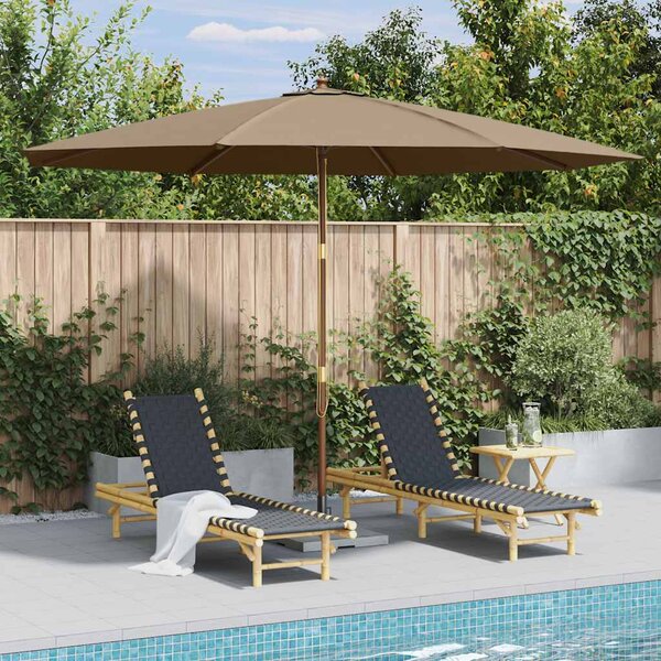 Parasol ogrodowy na drewnianym słupku, 350 cm, taupe