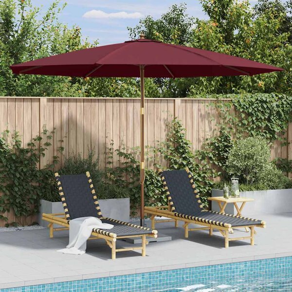 Parasol ogrodowy na drewnianym słupku, 350 cm, burgundowy