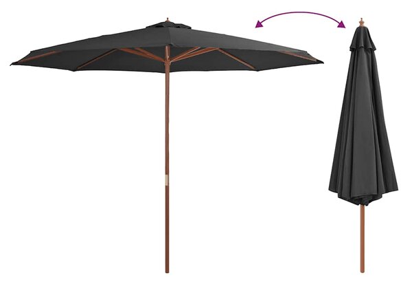 Parasol ogrodowy na drewnianym słupku, 350 cm, antracytowy