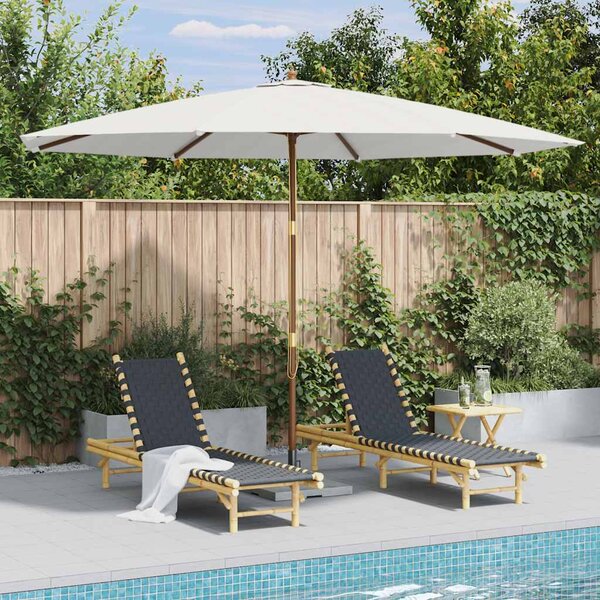 Parasol ogrodowy na drewnianym słupku, 350 cm, piaskowa biel