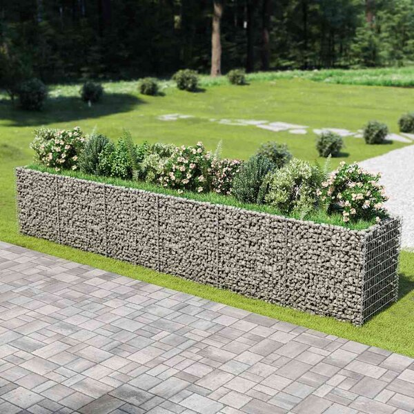 Podwyższona donica gabionowa, galwanizowana stal, 540x90x100 cm
