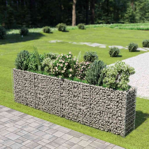 Podwyższona donica gabionowa, galwanizowana stal, 360x50x100 cm