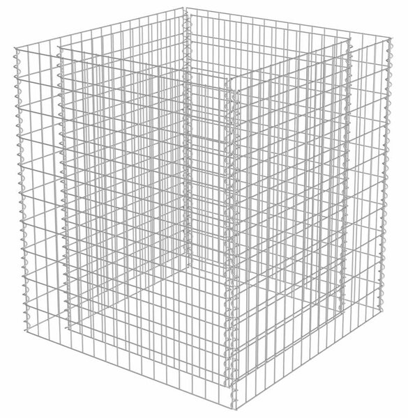 Podwyższona donica gabionowa, galwanizowana stal, 90x90x100 cm