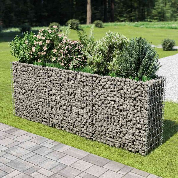 Podwyższona donica gabionowa, galwanizowana stal, 270x50x100 cm