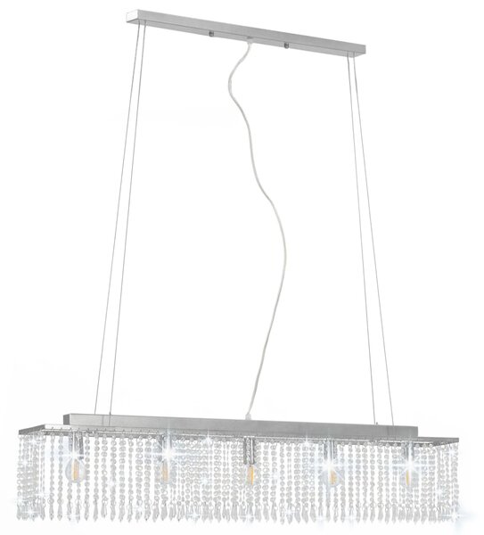 Lampa sufitowa z kryształowymi koralikami, srebrna, 104 cm, E14