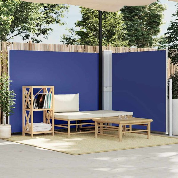 Zwijana markiza boczna, 140 x 600 cm, niebieska