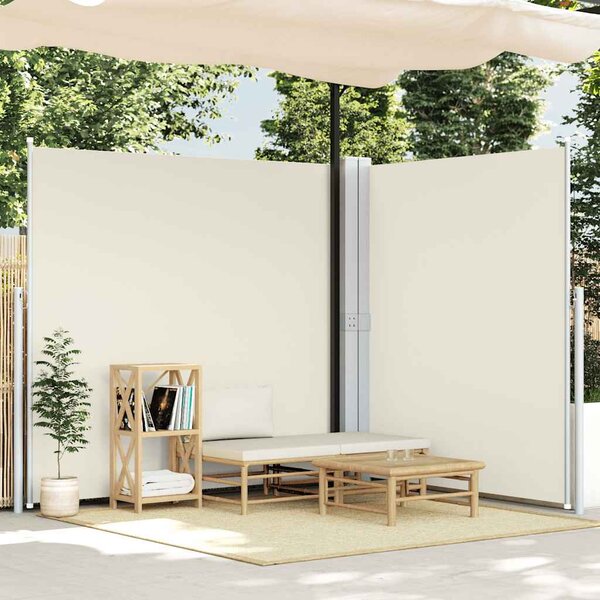Wysuwana markiza boczna na taras, dwustronna 170x600 cm kremowa