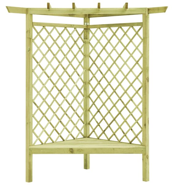 Pergola narożna z ławką, 130x130x197 cm, drewno sosnowe