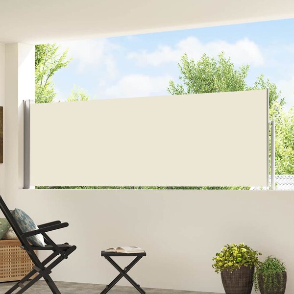 Wysuwana markiza boczna na taras, 100 x 500 cm, kremowa