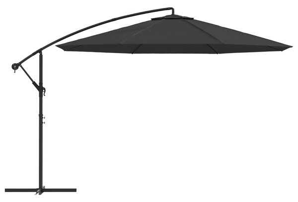 Parasol wiszący z aluminiowym słupkiem, 350 cm, czarny