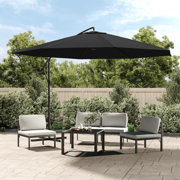 Parasol wiszący z aluminiowym słupkiem, 350 cm, czarny