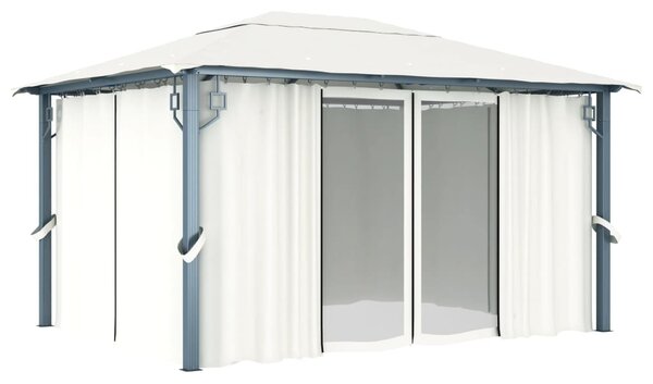 Altana ogrodowa z zasłonami, 400 x 300 cm, kremowa, aluminium