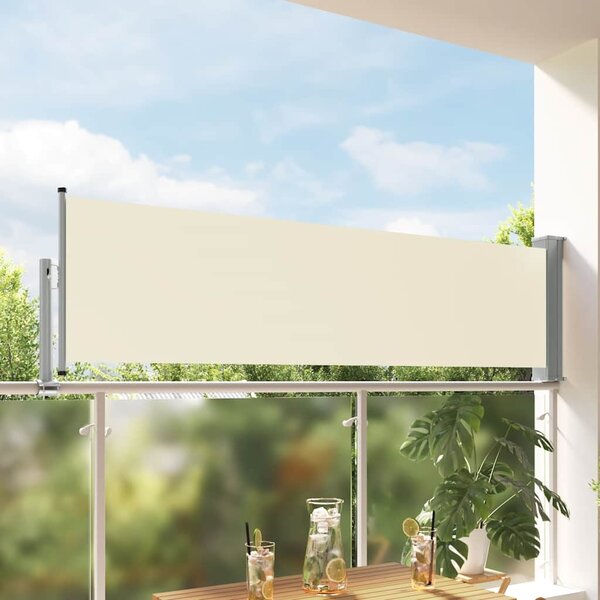 Wysuwana markiza boczna na taras, 80 x 300 cm, kremowa