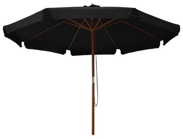 Parasol ogrodowy na drewnianym słupku, 330 cm, czarny
