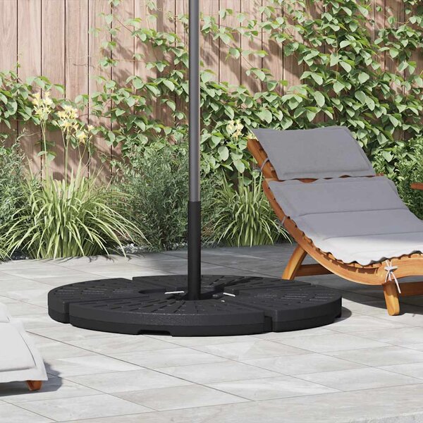 Podstawa pod parasol w formie wachlarza, 4 elementy, czarna