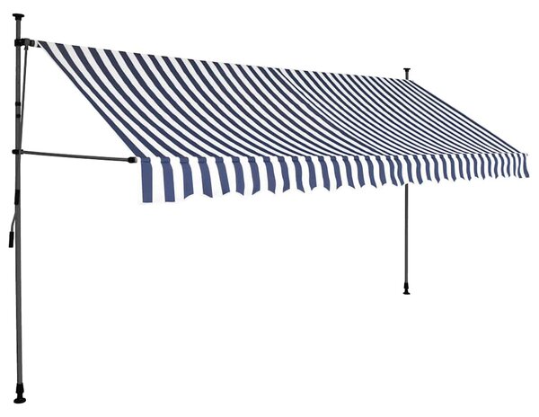 Ręcznie zwijana markiza z LED, 400 cm, niebiesko-biała