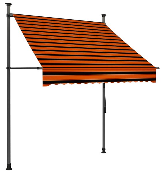 Ręcznie zwijana markiza z LED, 150 cm, pomarańczowo-brązowa