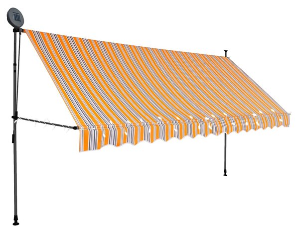 Ręcznie zwijana markiza z LED, 400 cm, żółto-niebieska