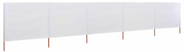 Parawan 5-skrzydłowy z tkaniny, 600x120 cm, piaskowa biel
