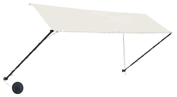 Markiza zwijana z LED, 350 x 150 cm, kremowa