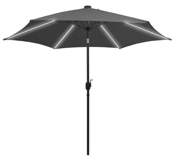 Parasol ogrodowy z LED i aluminiowym słupkiem, 300 cm, antracyt