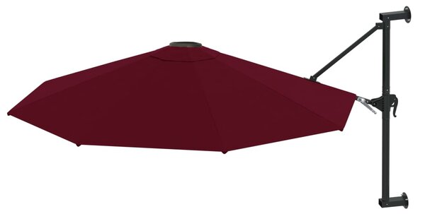 Parasol ścienny na metalowym słupku, 300 cm, burgund