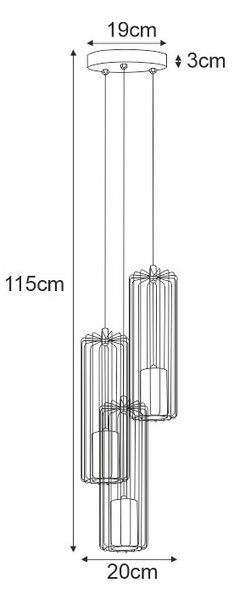 Czarno-złota industrialna lampa wisząca tuba - S776 C9-G76
