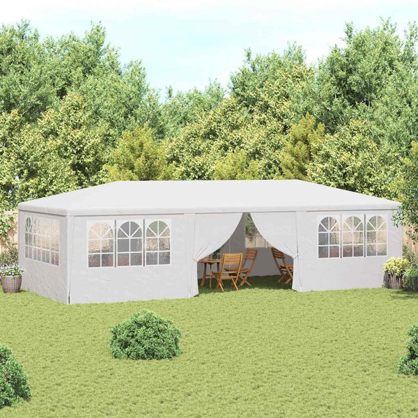 Namiot imprezowy ze ściankami, 4x9 m, biały, 90 g/m²