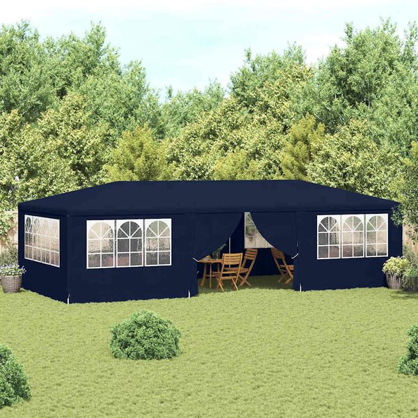 Namiot imprezowy ze ściankami, 4x9 m, niebieski, 90 g/m²