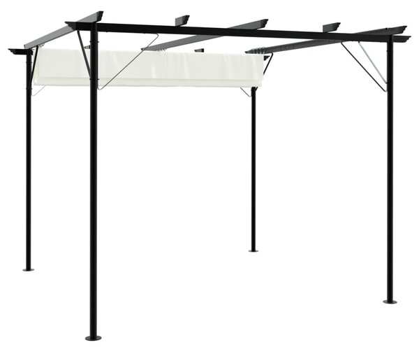 Pergola ze zwijanym dachem, śmietankowa, 3x3 m, stalowa