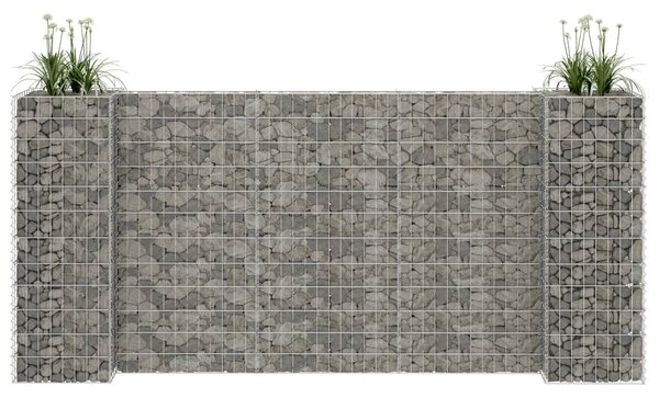 Donica gabionowa w kształcie H, drut stalowy, 260x40x120 cm