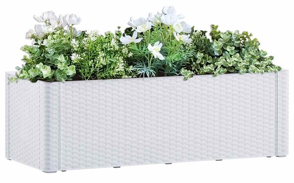Podwyższona donica z systemem podlewania, biała, 100x43x33 cm