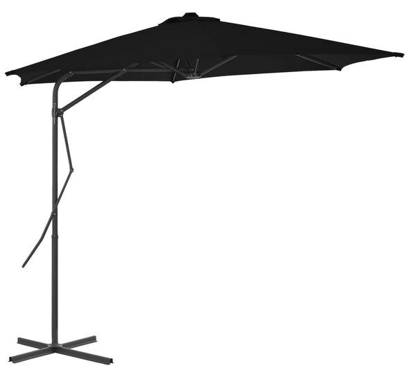 Parasol ogrodowy na stalowym słupku, czarny, 300x230 cm