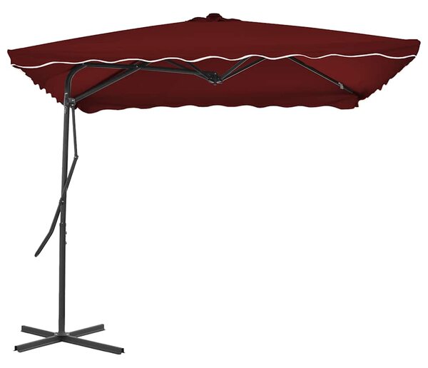 Parasol ogrodowy na stalowym słupku, bordowy, 250x250x230 cm