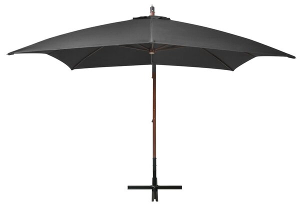 Parasol ogrodowy wiszący, na jodłowym słupku, antracyt, 3x3 m