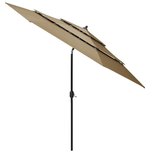 3-poziomowy parasol na aluminiowym słupku, kolor taupe, 3 m