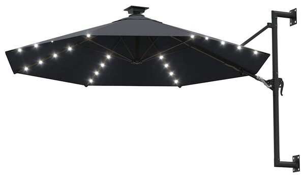 Parasol ogrodowy z LED, ścienny, 300 cm, antracytowy