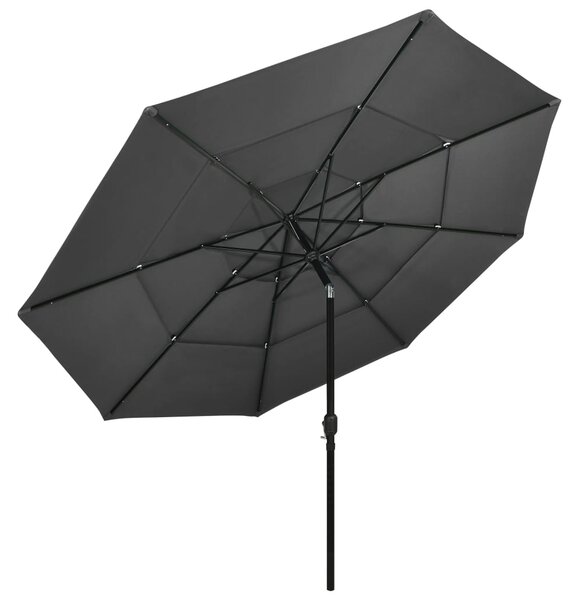 3-poziomowy parasol na aluminiowym słupku, antracytowy, 3,5 m