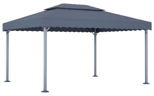 Altana ze sznurem lampek LED, 400x300 cm, antracyt, aluminium