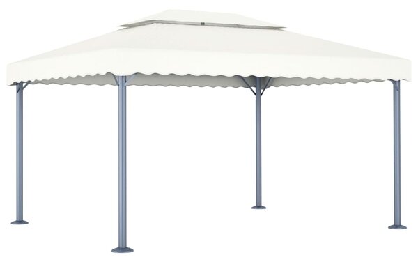 Altana ze sznurem lampek LED, 400x300 cm, kremowa, aluminium