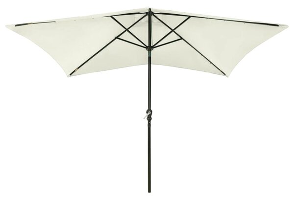 Parasol ogrodowy z LED i stalowym słupkiem, piaskowy, 2x3 m