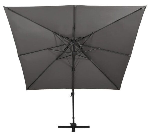 Parasol wiszący z podwójną czaszą, 300x300 cm, antracytowy
