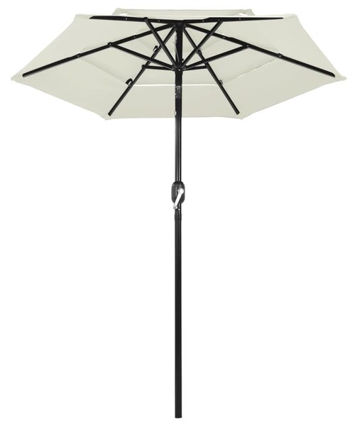 3-poziomowy parasol na aluminiowym słupku, piaskowy, 2 m