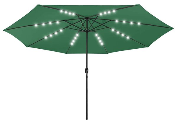 Parasol ogrodowy z LED, 400 cm, zielony