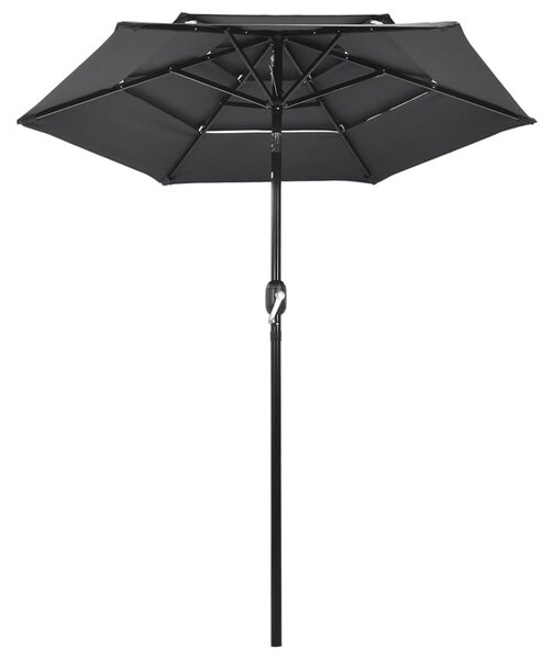 3-poziomowy parasol na aluminiowym słupku, antracytowy, 2 m