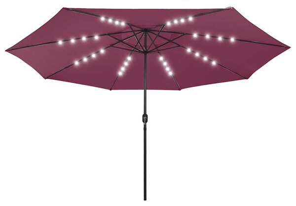 Parasol ogrodowy z LED, 400 cm, bordowy