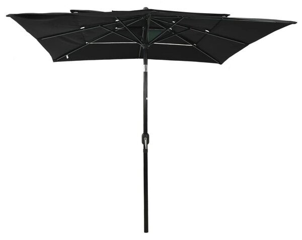 3-poziomowy parasol na aluminiowym słupku, czarny, 2,5x2,5 m
